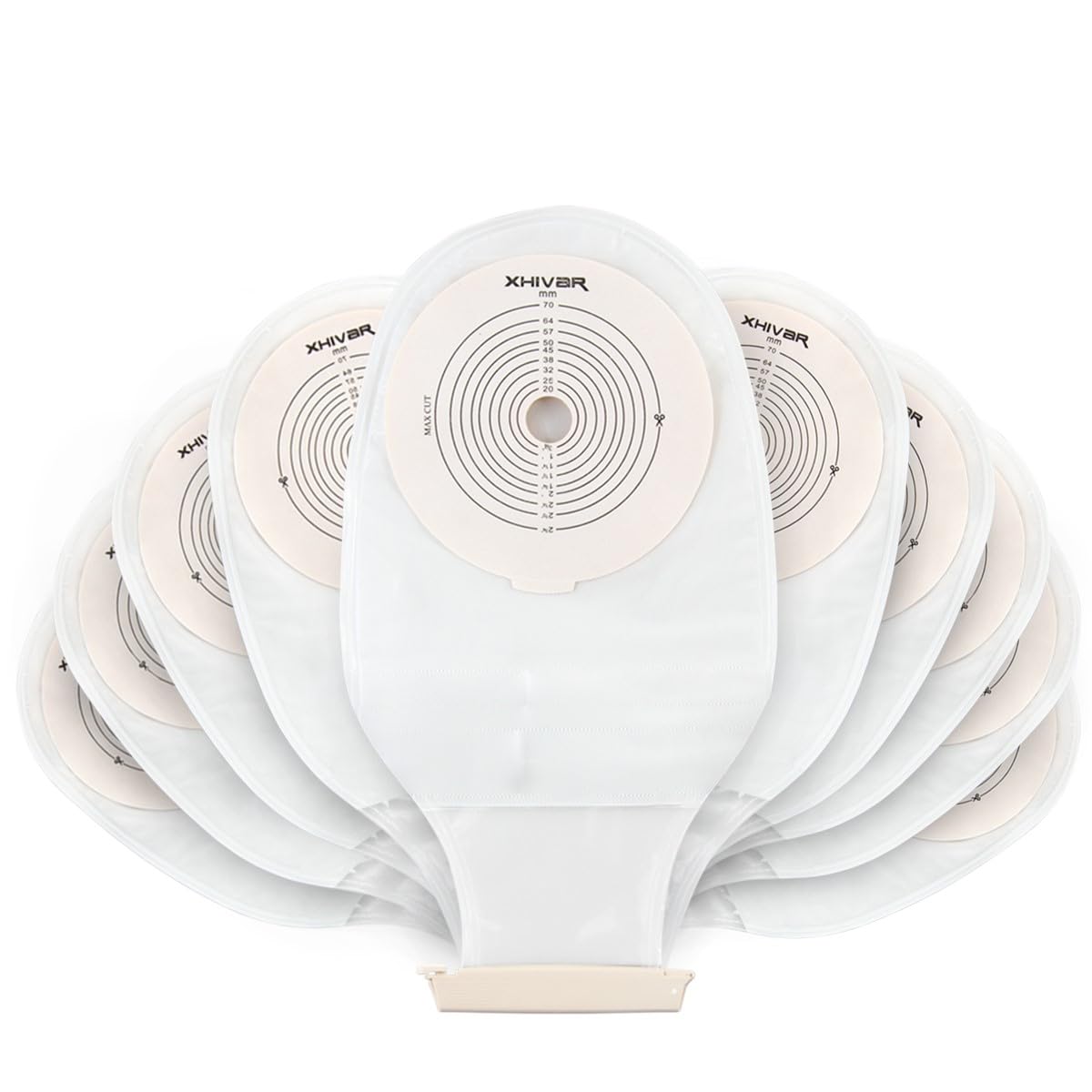 ostomy colostomy Supplies by XHIVAR Premium Medicals Drainable Pouch, Colostomy Bags One Piece System Cut to Fit 20-70MM (3/4"-2 3/4")