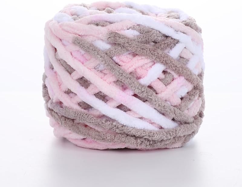 チャンキーヤーン 手編み 2個 100g/玉 ブレンド カラフルダイ アイスストリップラインヤーン 手編み DIY ソフト厚手ウール糸 ブランケット スカーフ かぎ針編み用(8)