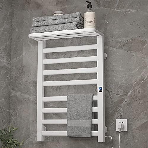 Bathroom Electric Radiator,Towel Radiator,Wall Mounted Towel Warmer with Top Shelf Stainless Steel Hot Towel Warmer Chrome Polished Electric Heated Towel Rack for Bathroom