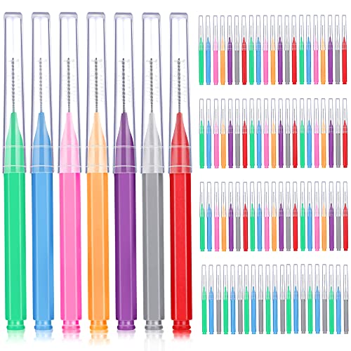 Image of Patelai 100 Pieces Braces Dental Brush for Cleaner Interdental Toothpick Dental Tooth Flossing Head Oral Hygiene Flosser Toothpick Cleaners Tooth Tool(Warm Colors,Various Sizes)