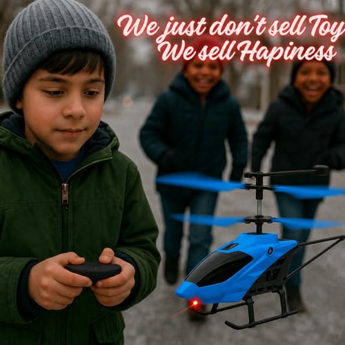 Image of KIDZYMON RC Helicopter with Hand Gravity Sensor, Flying Remote Control Toy, Rechargeable, 3D Light & Safety Sensor for Kids Age 4+ Years, Pack of 1, Blue Black