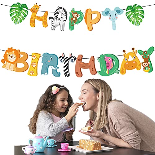 Safari Jungle Animals Birthday Banner -Animals Theme Bunting Party Decorations Supplies Kids Baby Shower Party Favors #TOP2