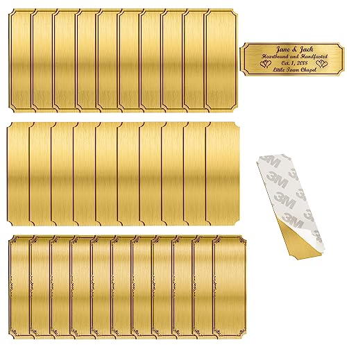 30 st mässing personlig namnskylt, självhäftande namnskyltar 8 cm B x 1 tum H, lasergravyr borstad mässingsskylt, ringskylt personlig brevlåda, namnskylt för konstverk, gåva