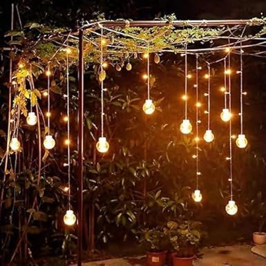 Image of V.E.S.P.A 12-Ball String Lights with 8 Flashing Modes - Perfect for Indoor & Outdoor Decoration - Ideal for Diwali, Christmas, and New Year. (Warm White)
