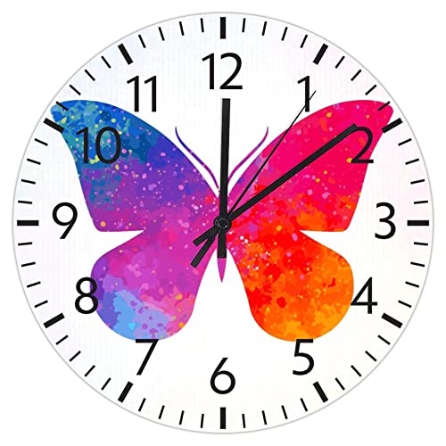 Horloge murale aquarelle papillon 30cm en PVC silencieuse