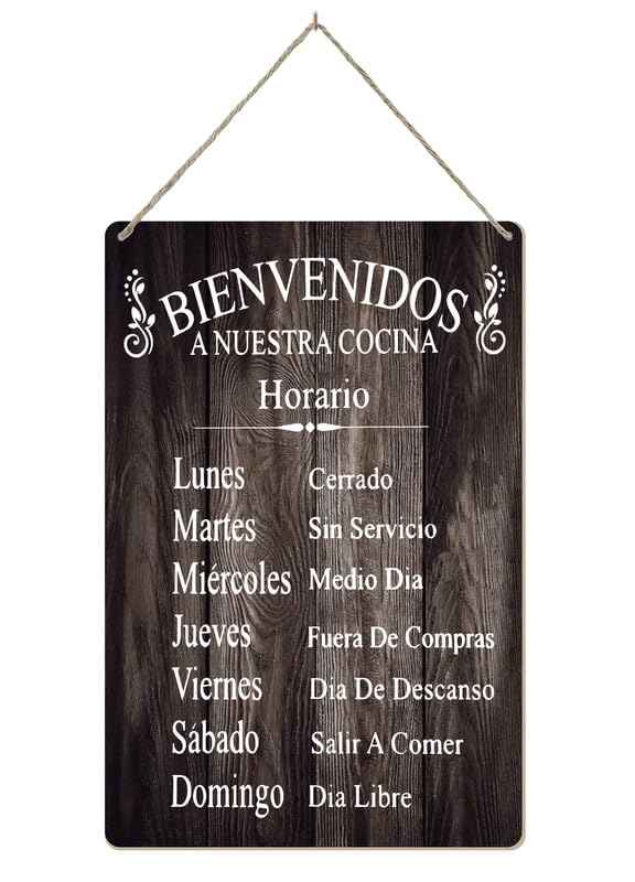 "Esta Es La Cocina De Tula" Spanish Kitchen Sign - Rustic Wood Wall Art Plaque 12x6 Inches - View #3