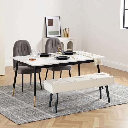 Miniatura 8 de Homcom Taburete Pie De Cama Multifuncional, Banco Pie De Cama Moderno, Banco Dormitorio Con Asiento Acolchado Y Patas De Acero, Carga 120 Kg, Para Entrada, Pasillo, Salón, 100x36x45 Cm, Blanco Crema
