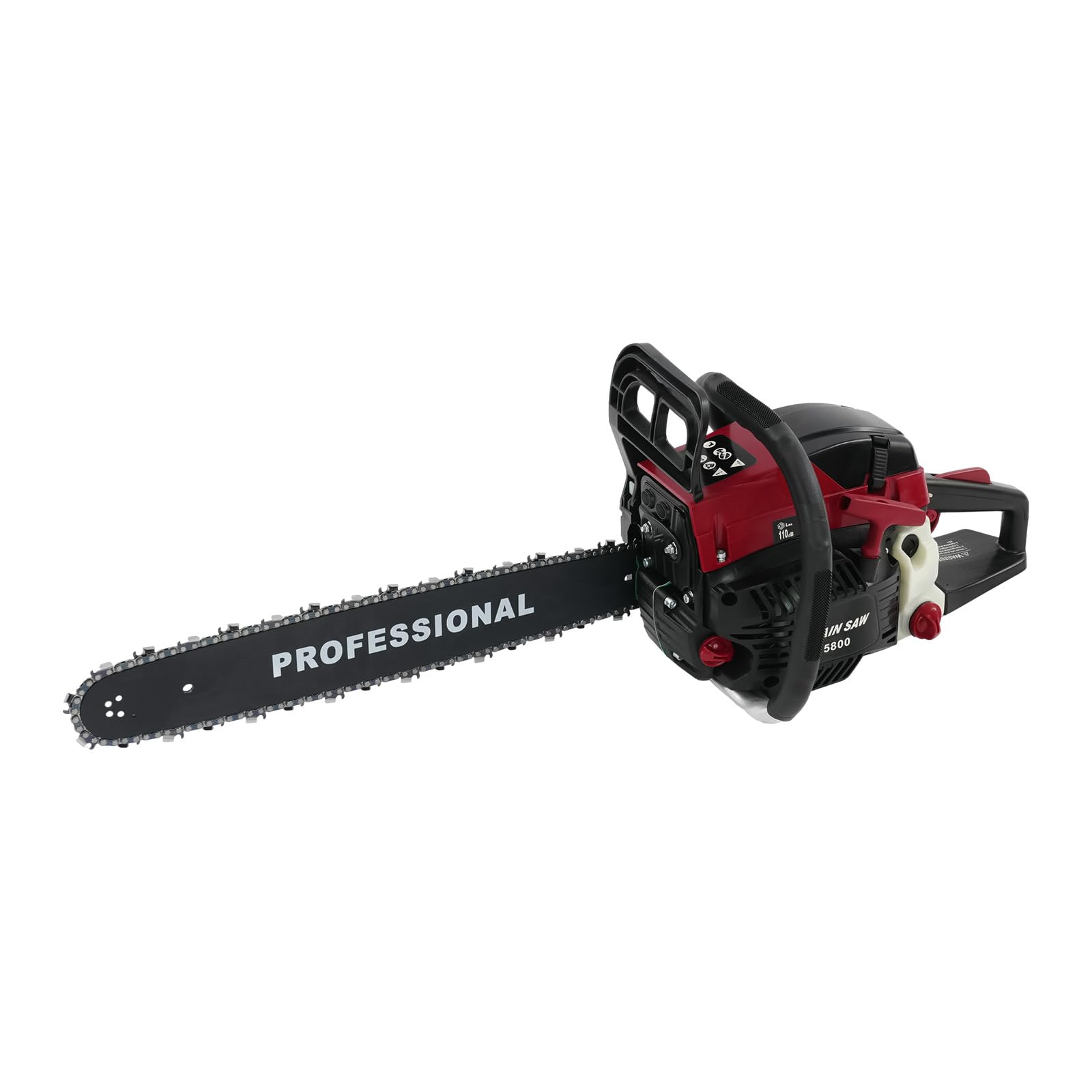 Motosierra de gasolina, 2400 W de gasolina, hoja de sierra de 50 cm, cilindrada de 58 cm³, motosierra de 2 tiempos, incluye sistema de protección de manos y kit de herramientas, 1 cadena, para cosecha