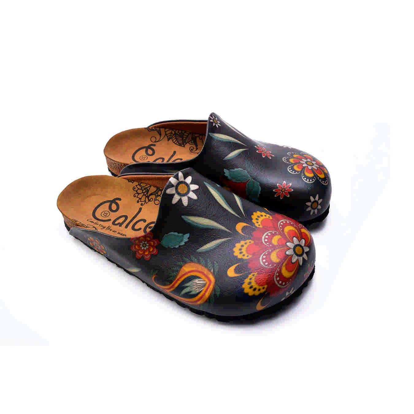 GOBY Clogs Hausschuhe Damen | Handgefertigte Premium Clogs mit Buntem Print – Bequeme & leichte Pantoletten Damen aus hochwertigem Imitationsleder mit Eva-Sohle [ Test SEHR GUT, Note 1.1 *]