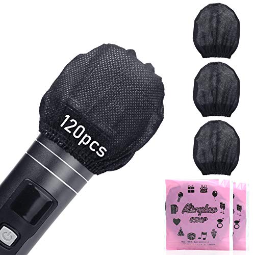 120pcs (60 pairs) Mic Covers Disposable Non-Woven, Individually Wrapped Mic Cover For Sanitary Mic Covers Disposable For Mic Microphone Windscreen & Pop Filters Black