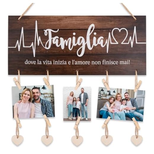 GEBETTER Targhetta in Legno “Famiglia Dove la Vita Inizia e l’Amore Non finisce Mai” Scritta Family, Idea Regalo Nuova Casa, Anniversario Matrimonio, Nonni Natale Cartello Legno