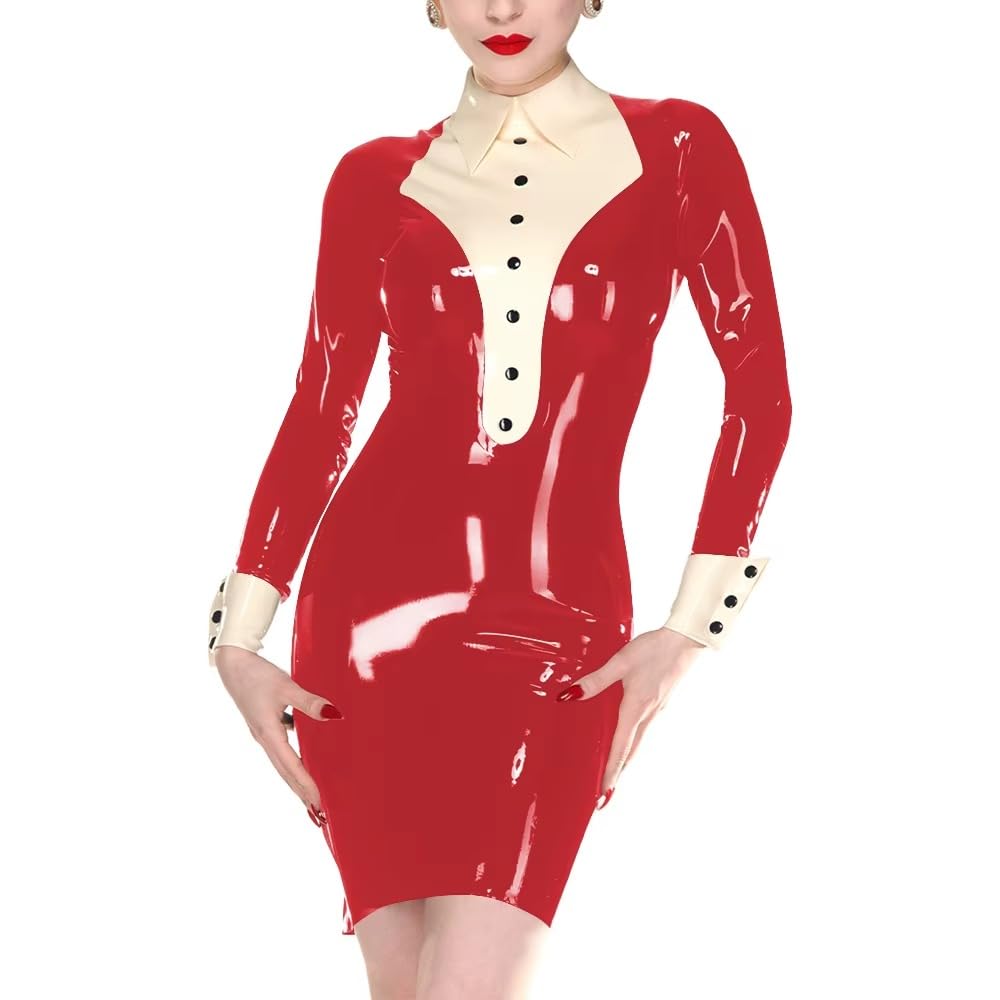 Robe de soirée en cuir PVC premium chic et dos zippé - 5