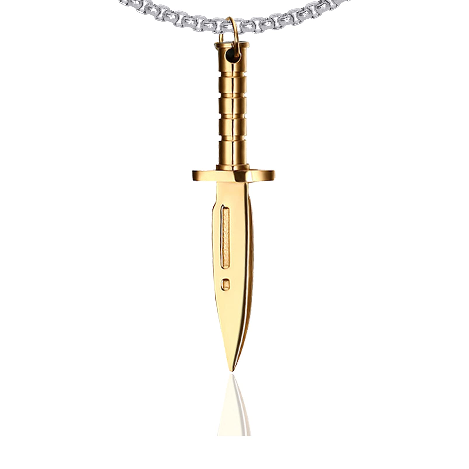 Fashion Titanium Steel Dagger Tag Pendant Knife Necklace