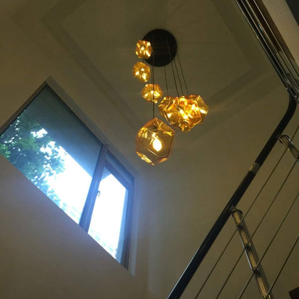 Minimalistyczny żyrandol salon nowoczesne schody spiralny długi żyrandol kreatywny kamień duplex pawilon lampa wisząca willa długi spiralny żyrandol restauracja mo