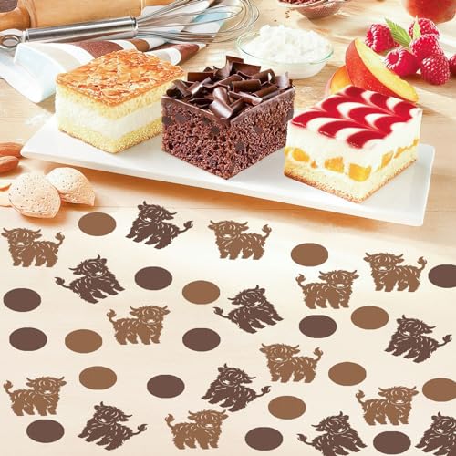 200Pcs Cute Highland Cow Party Confetti Double-sided Brown Paper Confetti Highland Cow Baby Table Confetti for Cowboy Cowgirl Birthday Baby Shower Party Table Decorations by Keaziu - Used condition - Image 3