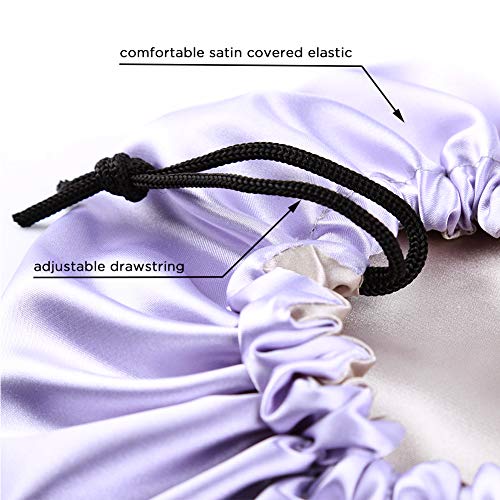 Image of Extra Large Adjustable Double Layer Satin Hair Bonnets with Drawstring for Women Night Sleeping Long Silky Satin