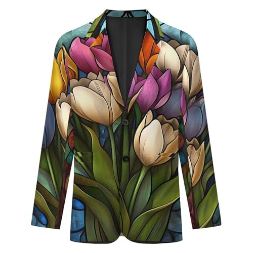 Tulips Mens Suit Jacket Lapel Blazer Lightweight Business Sports Coats for Wedding Party4