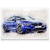 Made in Germany CanvasArts Leinwandbild M4 Coupe Artwork - Leinwand Bild auf Keilrahmen - Sportwagen Wandbild kompatibel mit BMW (60 x 40 cm, Leinwand auf Keilrahmen)