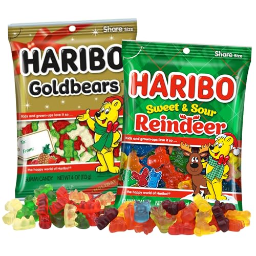 Dulces Navidad Haribo Gummy Bears y Caramelos Agridulces 4 oz x2 miniatura 1