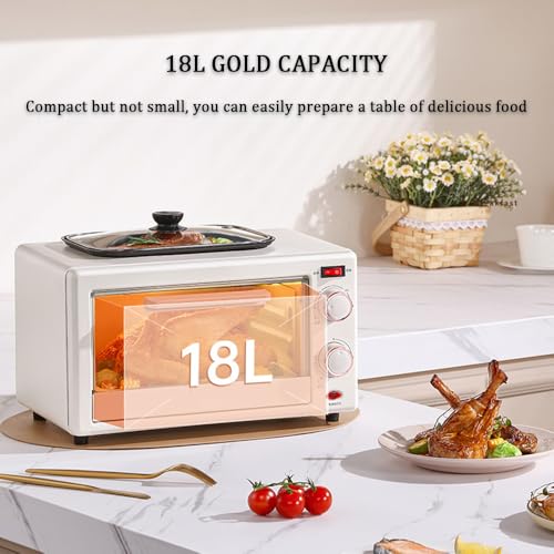 Casa e Cucina, Mini Forno Elettrico da 18 Litri, Cucina elettrica da banco da 960 W con teglia Antiaderente, griglia e Guanti, Temperatura Regolabile