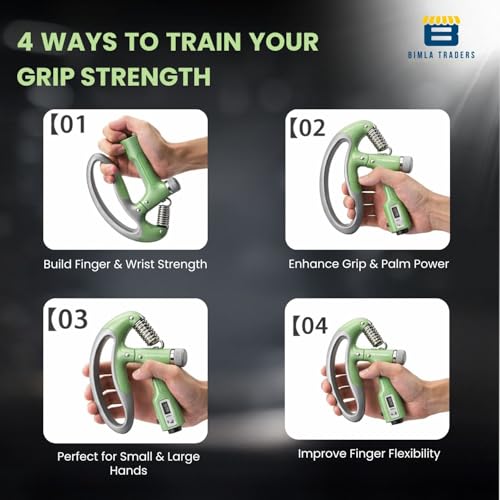 Image of CRAE Hand Gripper with Counter - Adjustable Grip Strengthener, 100 KG Capacity for Forearm, Wrist & Finger Workout Men & Women (Green)