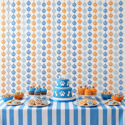Image of TONIFUL 2Pcs Blue Orange Paw Cutouts Metallic Tinsel Foil Fringe Curtains