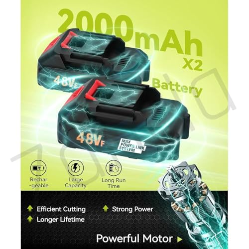 Image of Electric Wireless Rechargeable Edge Cutter 48V-2 Batteries-25cm Cutting Width|3-in-|Adjustable Height|3 Blade Types |Lawns & Gardens|Straight Blades Trimming Scissors. (U-Shap-Green)