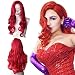TENGS Cosplay Set ：Long Wavy Copper Red Wig, Purple Gloves & Props Cigarette Holder