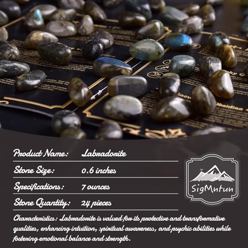 Image of Polished Stone Set Labradorite Crystals, Handpicked Tumbled Gemstones Rocks, Pebbles for Reiki, Chakra, Healing, Home Decor 0.6 inch Inches 7 Ounces