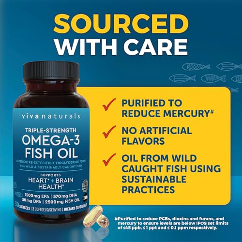 Viva Naturals Omega-3 Fish Oil, Triple Strength, 2500 mg, 30 Softgels – Re-Esterified Omega 3 Fatty Acids Including EPA, DHA, DPA - Pascatarian-Friendly - image 7