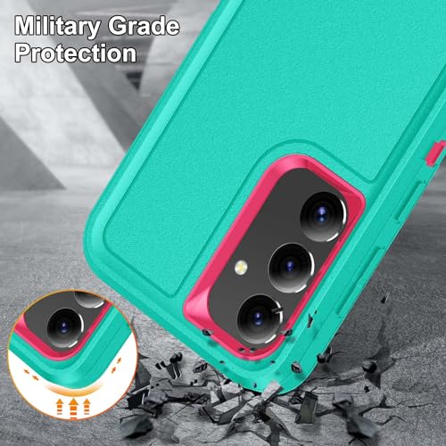 Fucozan for Samsung Galaxy S25 Plus Case with Kickstand Case 3-Layer Military Grade Protective Case Cover Silicone Heavy Duty Rugged Shockproof for Galaxy S25 Plus Phone Case (Cyan+Rose Red) by Fucozan - Image 4