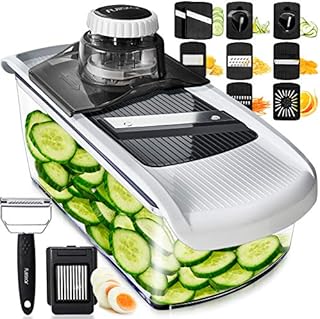 Fullstar 11 in 1 Mandoline Slicer, Vegetable Chopper & Cheese Grater | Kitchen Gadgets with Peeler, Spiralizer, Juicer, French Fry Maker & Julienne Cutter (+Safety Glove & Cleaning Brush)