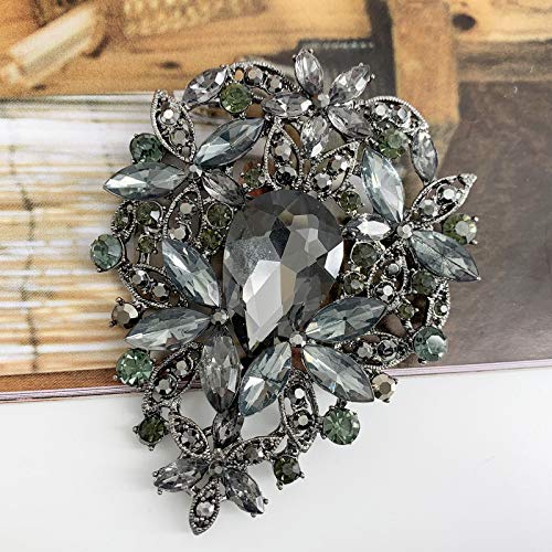 SELOVO Leaf Bouquet Scarf Big Brooch Pin Broach Crystal Jewelry3