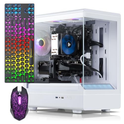 Image of Gaming PC Desktop Computer, Ryzen 5 5500 up to 4.2GHz, Radeon RX560 4G | 16G GDDR4 RAM, 512GB SSD, WiFi, Prebuilt Gaming PC Tower Computer for Game Design and Office