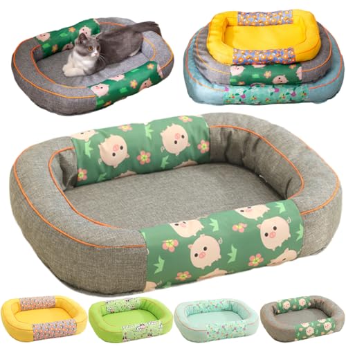 犬 ベッド 猫 ペットベッド 高反発 ペットソファー あご乗せ枕付き ペットクッション おしゃれ 通気性 防水 滑り止め 丈夫で長持ち 肌に優しい 汚れに強い 洗える 猫 小型犬 中型犬 高齢犬 オールシーズン (M:45*60cm,グレー)