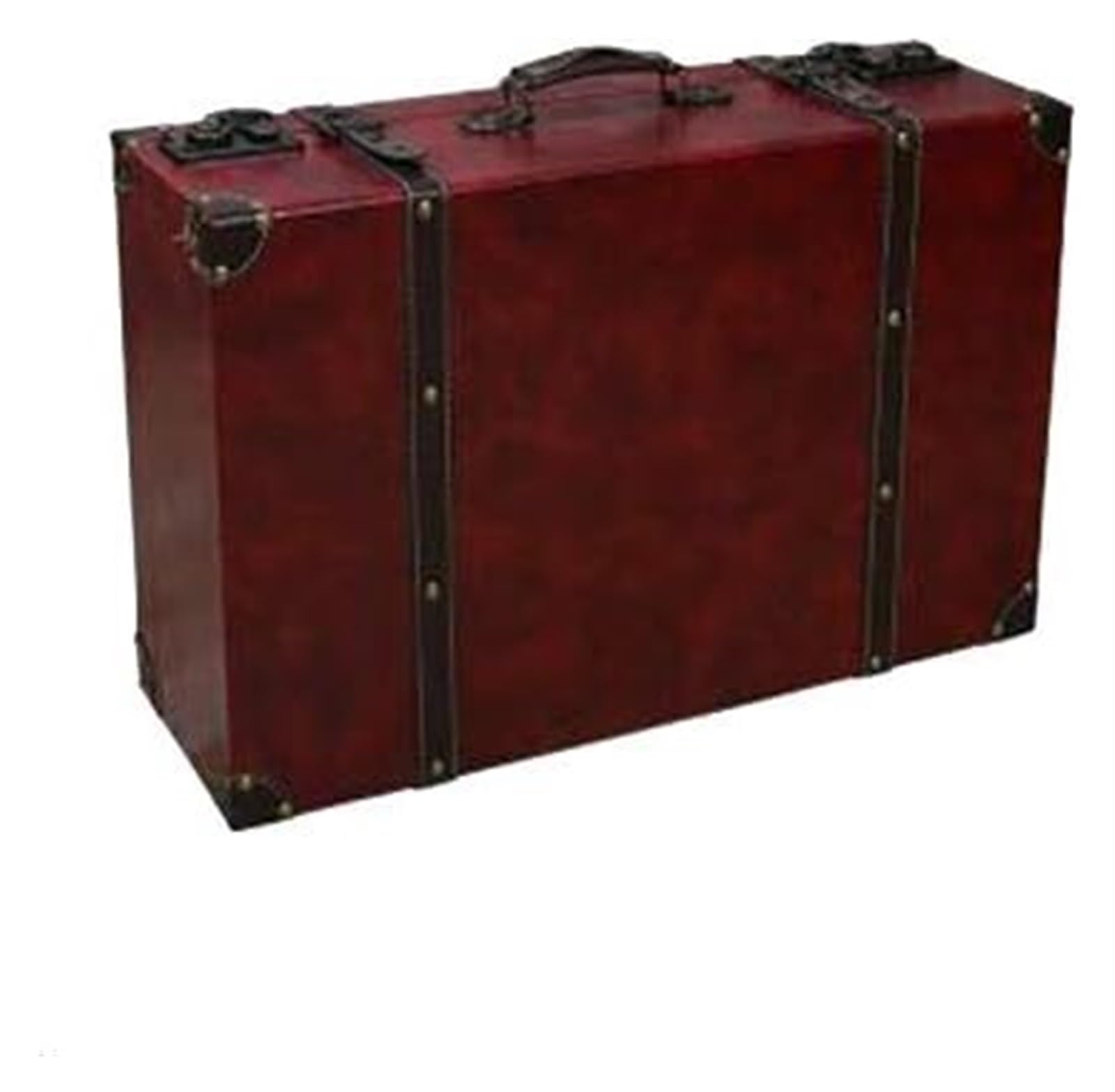 Valise rétro en bois boîte rangement vintage 48x15x29cm