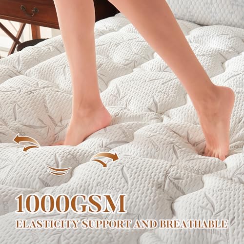 100% Waterproof King Size Mattress Topper, Thick Pillow Top Mattress Pad,Up to 21 Inch Deep Pocket,Soft Breathable Mattress Pad for Back Pain, Protector Cover(White)
