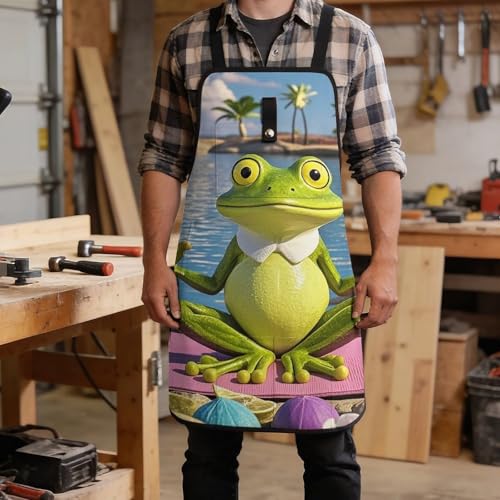 Delantal Funny Yoga Frog para Trabajos con Bolsillos miniatura 5