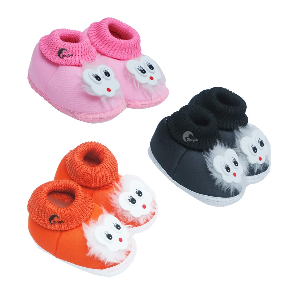 Pack of 3 Baby Booties for 0-12 Months | Soft Sole Cotton & Newborn Shoes | Handmade Crochet Booties | Anti-Slip Infant Footwear | Baby Boy Girl Cute, Lightweight & Comfortable-image-30