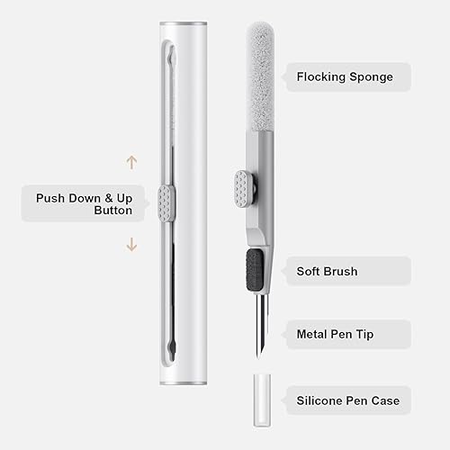 Miniatura 6 de Kit de limpieza para auriculares AirPods Pro 1, 2, 3, kit de limpieza con cepillo suave, herramienta de esponja para auriculares Bluetooth, funda de