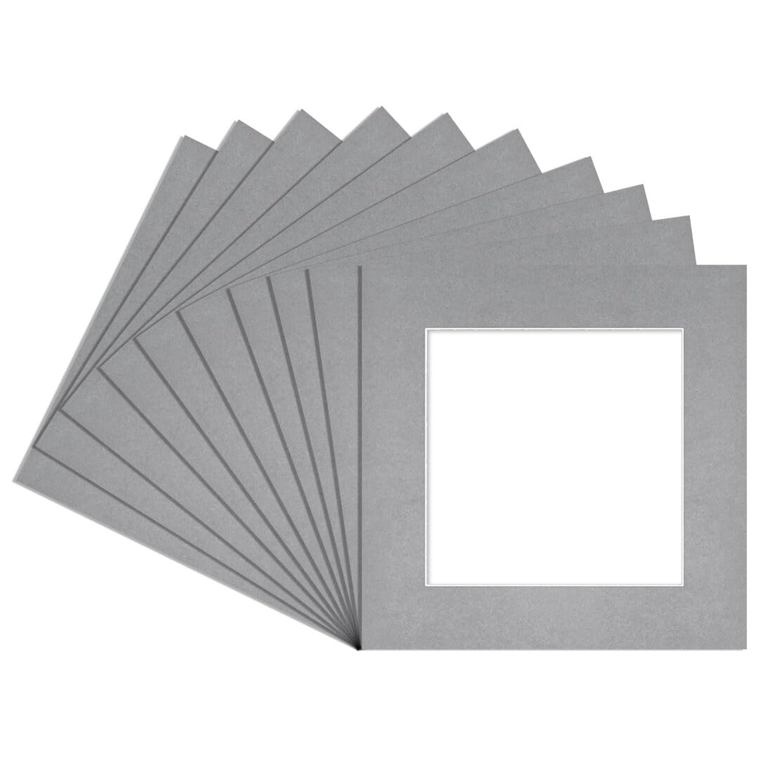 Alison Kingsgate 6X6 Silver Picture Mount for Frames-4X4 Aperture-Pack 10 — image 1