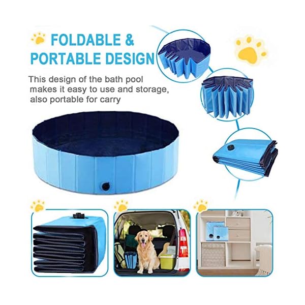 YASITY-Dog-Pool-Foldable-Pet-Swimming-Pool-Outdoor-Bathing-Tub-Kiddie-Pool-with-Protective-Lining-PVC-Collapsible-Pool-for-Medium-Dogs-Cats-and-KidsL-48X12 YASITY Dog Pool - Foldable Pet Swimming Pool for Dogs, Cats, and Kids!