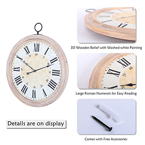 NIKKY HOME Vintage Wood Relief Wall Clock #TOP17