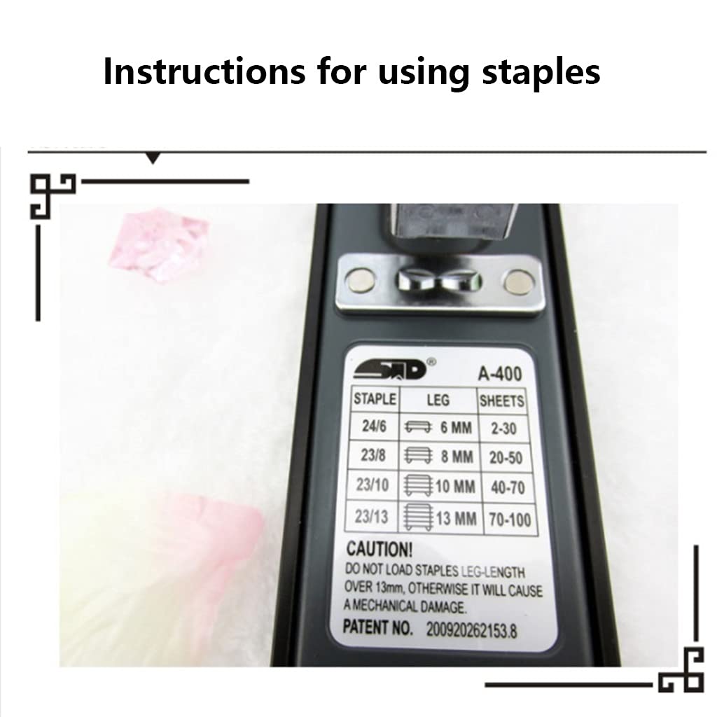 Standard Hefter schwerer laborsparender Hefter 100-Blatt-Kapazität Desktop-Hefter-Maschine for Büro-Hausschule Bürobedarf (Color : Black)