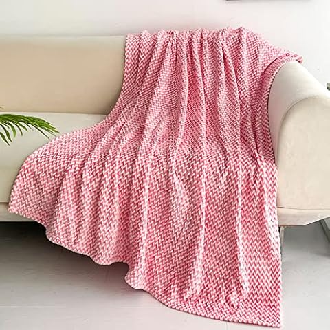 NEWCOSPLAY Super Soft Throw Blanket Premium Silky Flannel Fleece Leaves Pattern Lightweight Blanket All Season Use(White Pink, Queen(230x230cm)) Cover
