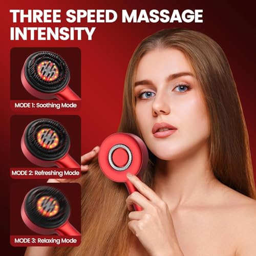 Image of Electric Scalp Massager for Hair Growth - Head Massager Oil Dispenser | Waterproof Portable Multipurpose 3-Modes Scalp Massaging Device for Women Men