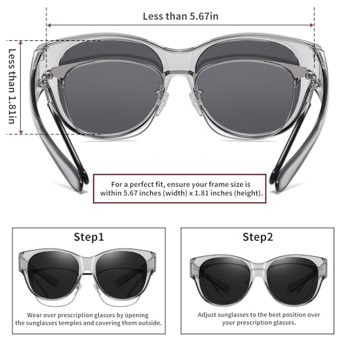 Image of HAOLOTA Fit Over Glasses Sunglasses for Women Polarized | Over Glasses Sun Glasses, UV400 Polarized Lens, Trendy Cat Eye Sunglasses, Lightweight and Flexible, Driving, Daily Use