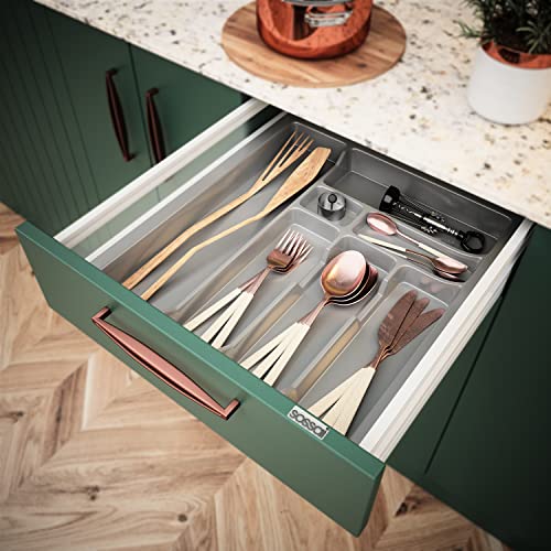 sossai® Divio Cutlery Tray for 50 cm Drawers, 43 x 49 cm (Width x Depth), Can Be Cut To Size, 7 Compartments - Image 2