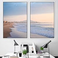 2 Piece Framed Canvas Wall Art Coastal Beach Canvas Prints Home Artwork Decoration for Living Room,Bedroom - 16