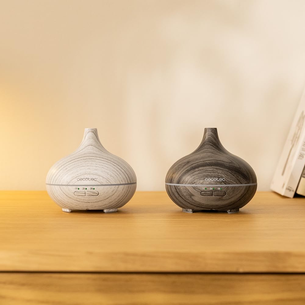 Cecotec Umidificatore Ambiente Ultrasuoni con Diffusore Aromi Pure Aroma 150 Yin Grey. Serbatoio 150ml, 7 Colori LED Regolabili, Timer 3h, Ultra-Silenzioso, Aromaterapia, Facile da Pulire